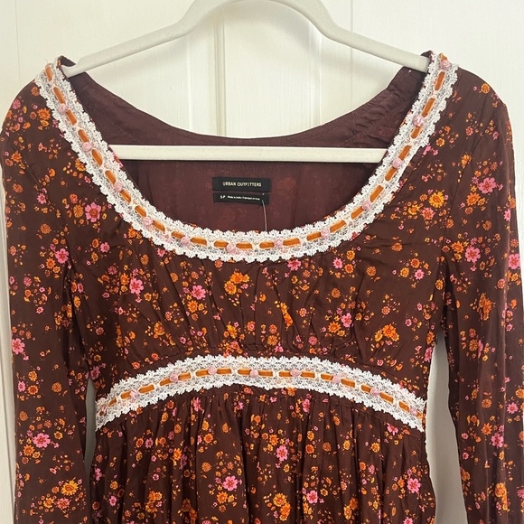 Urban Outfitters Brown Motif Mini Dress Floral - Picture 3 of 5
